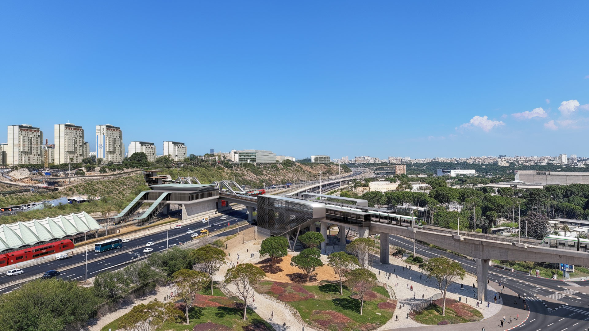 הדמיית שלושת הגשרים